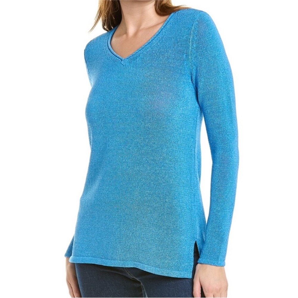 J. McLaughlin Azure Blue V-Neck Knit Sweater - M